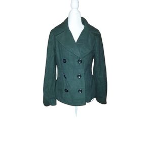 Merona Women's Green Wool Blend Fully Lined Short Pea coat Small jacket …